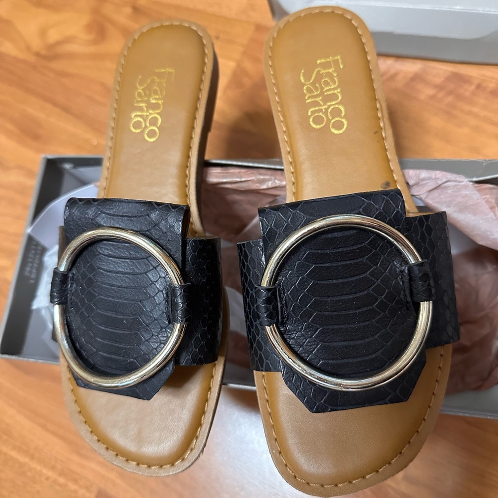 Franco Sarto Black Slide Sandals